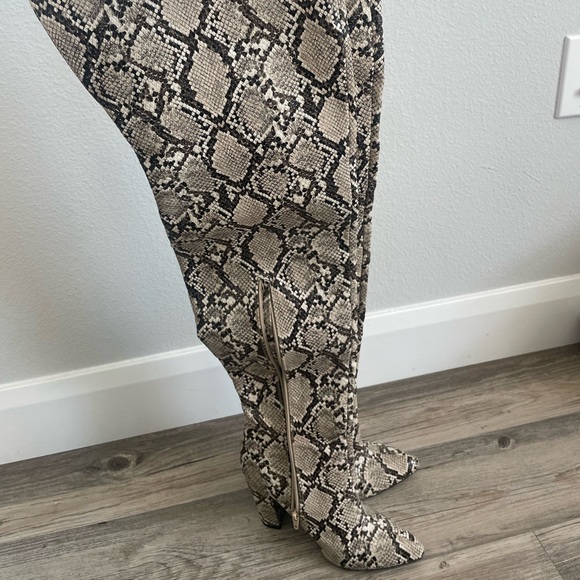 Bamboo High leg snakeskin boots / over the knee - Picture 3 of 6
